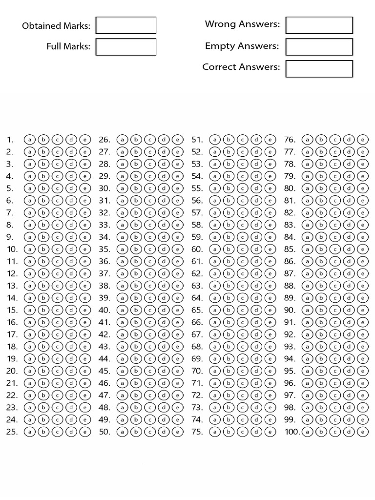 Omr Sheet Pdf