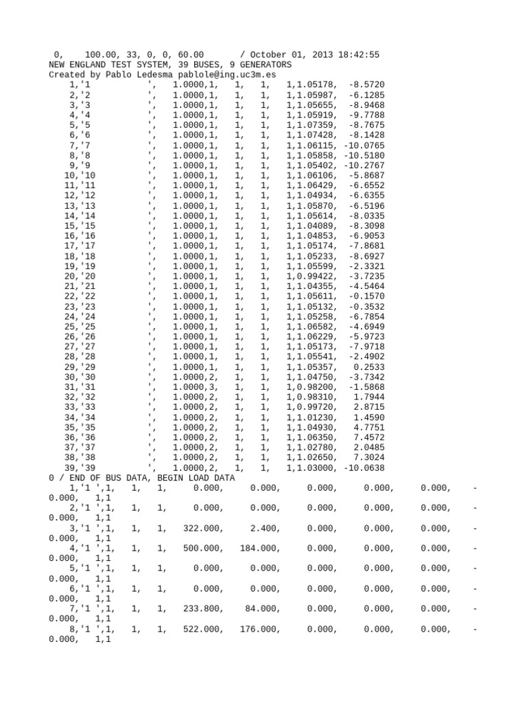 IEEE 39 Bus | PDF