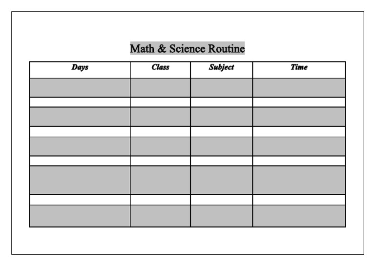 7,8,9 Math Science Routine | PDF