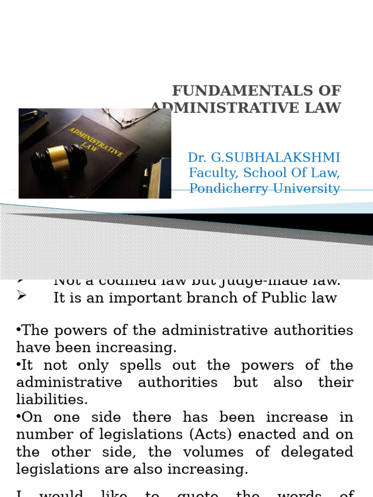 Fundamentals of Administrative Law | PDF | Rule Of Law | Administrative Law