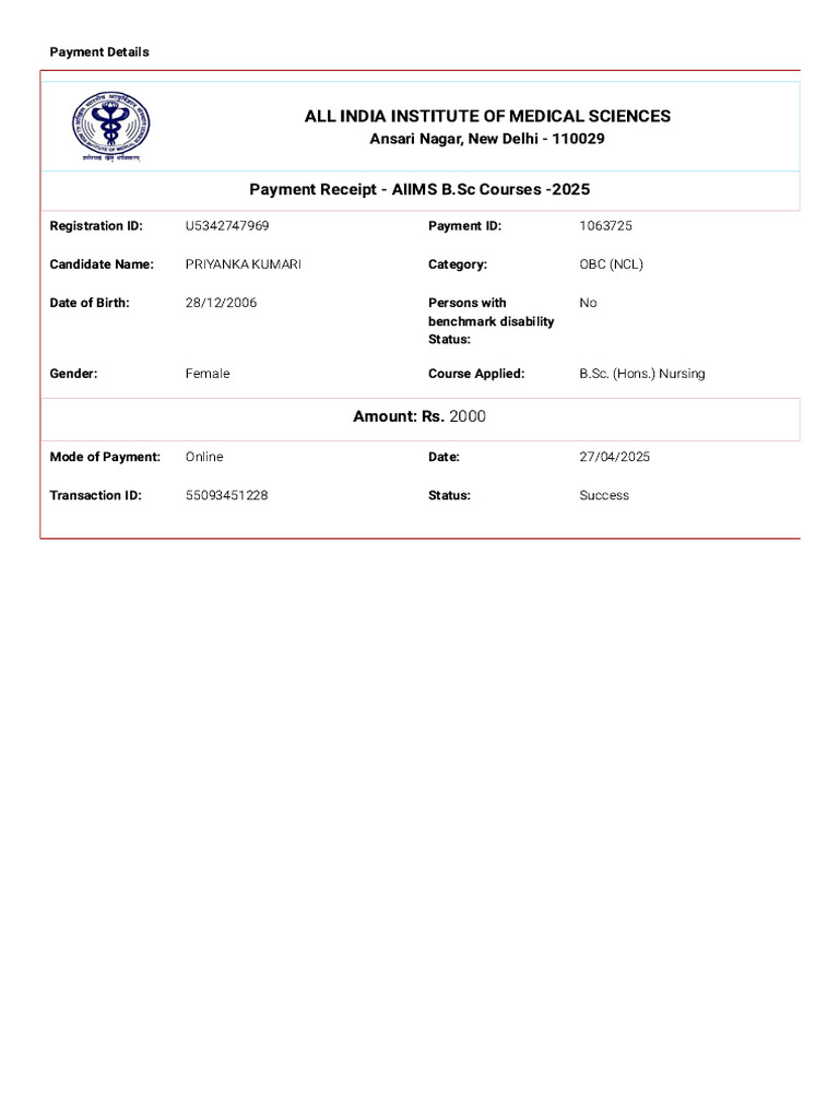 Aiims Recipt | PDF