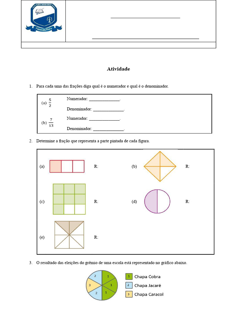 Atividades de Frações para 7º Ano | PDF