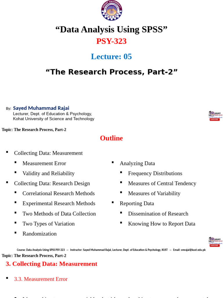 Research Process in SPSS: Data Collection | PDF | Validity (Statistics ...