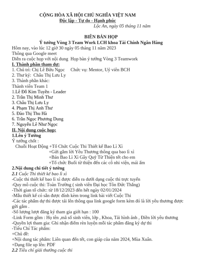 biên bản cuộc họp | PDF