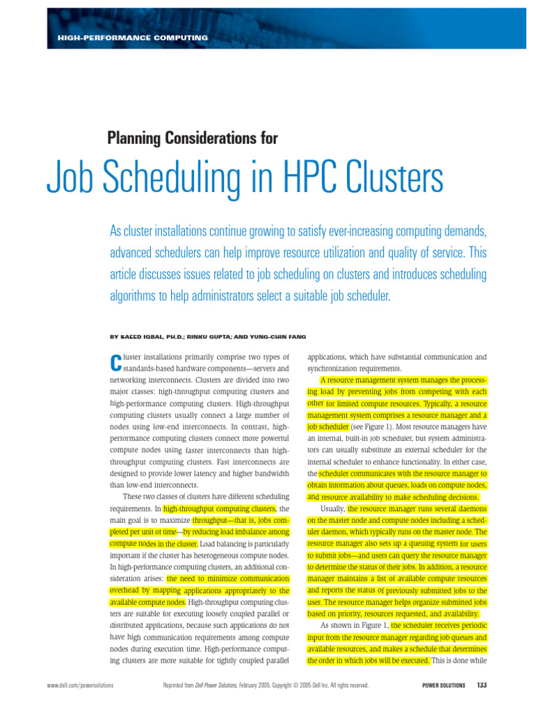 HPC Job Scheduling Strategies Explained | PDF | Scheduling (Computing ...