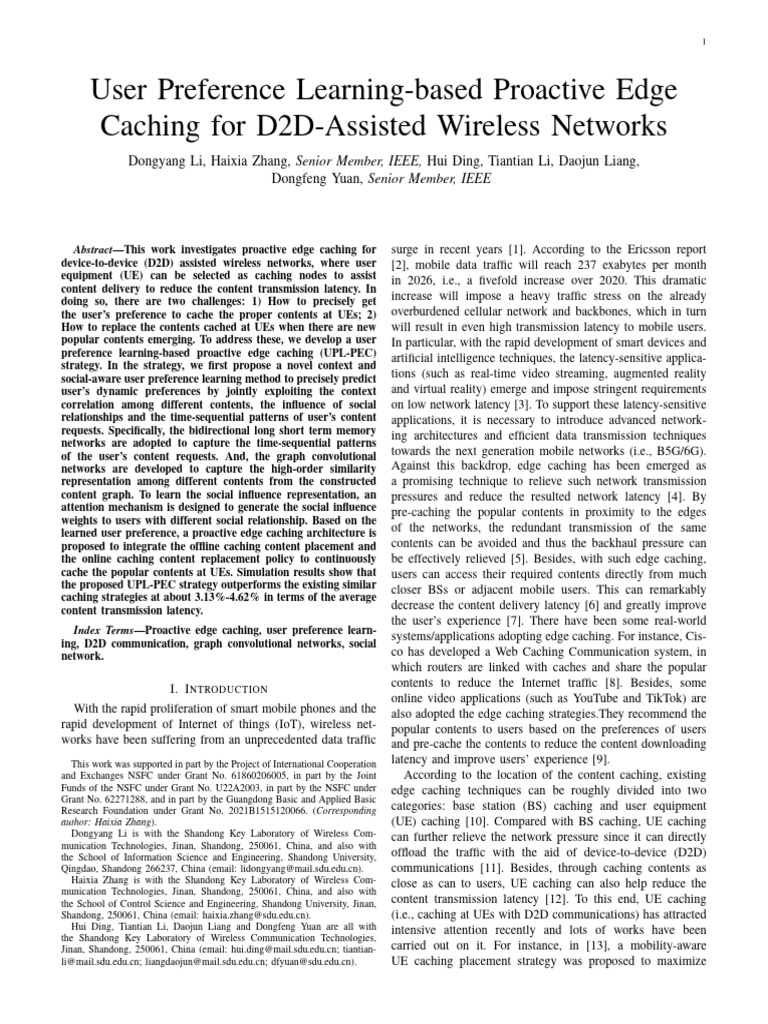 User Preference Learning-Based Proactive Edge Caching For D2D-Assisted ...