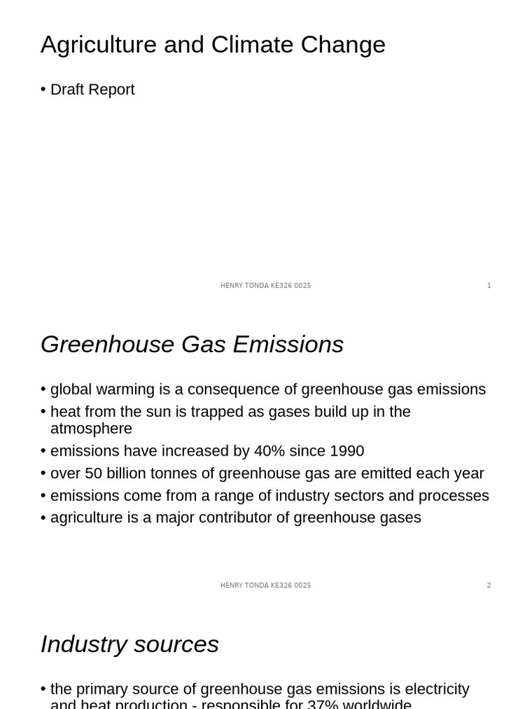 Agriculture's Role in Climate Change | PDF