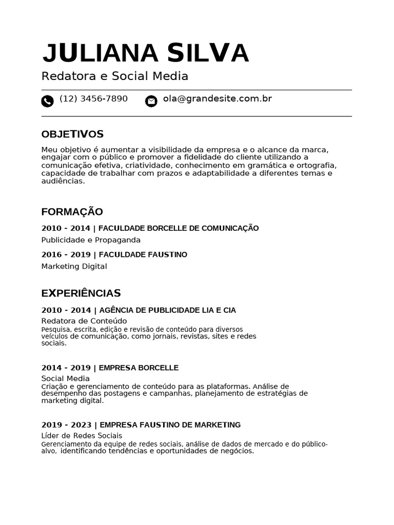 Currículo para Jovem Aprendiz 14 anos | PDF