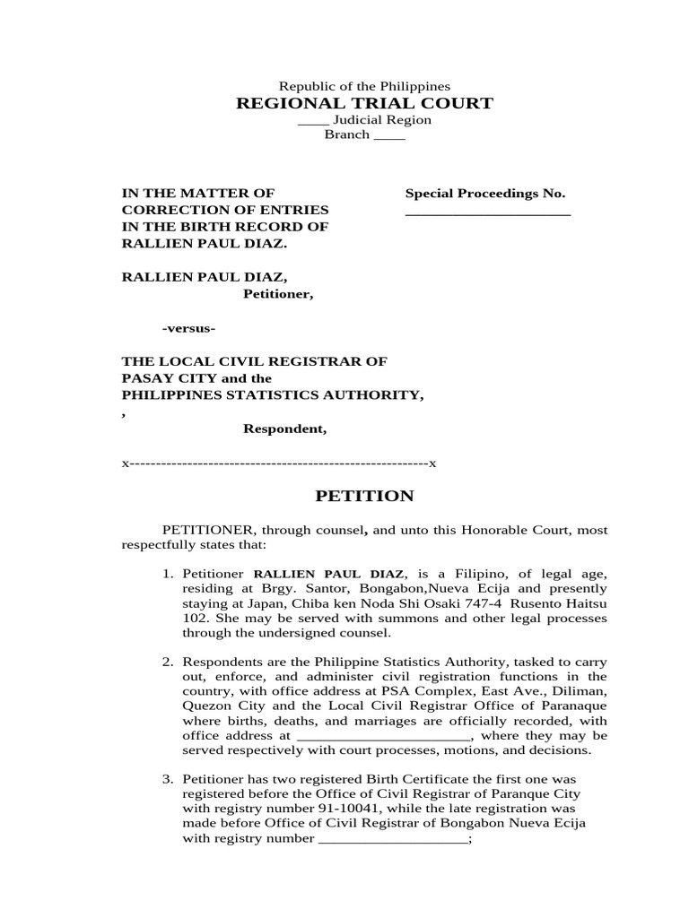 PETITION FOR CORRECTION OF BIRTH RECORD visual data 5
