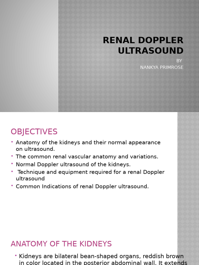 Renal Doppler Ultrasound Overview | PDF | Kidney | Vein