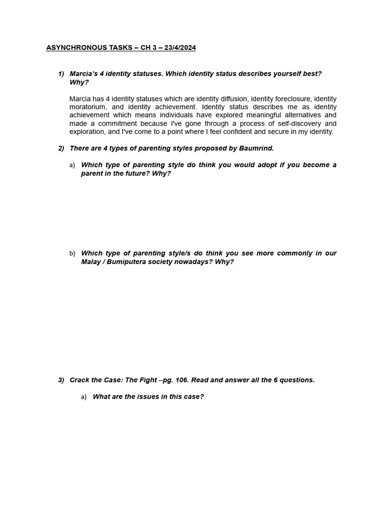 Asynchronous Tasks | PDF | Parenting | Disciplines