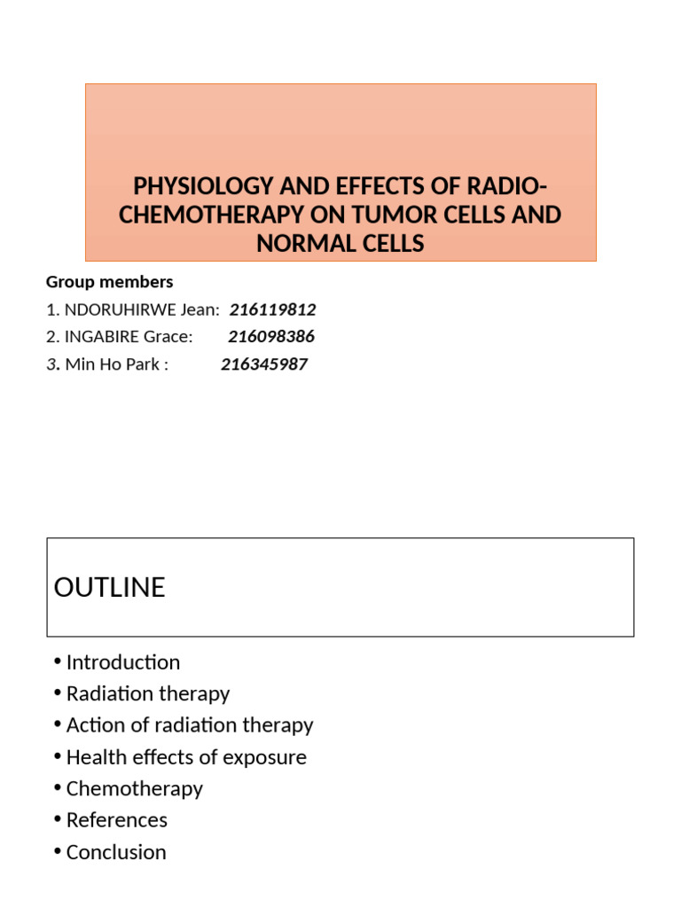 Physiology and Effects of Radio-Chemotherapy On Tumor Cells | PDF ...
