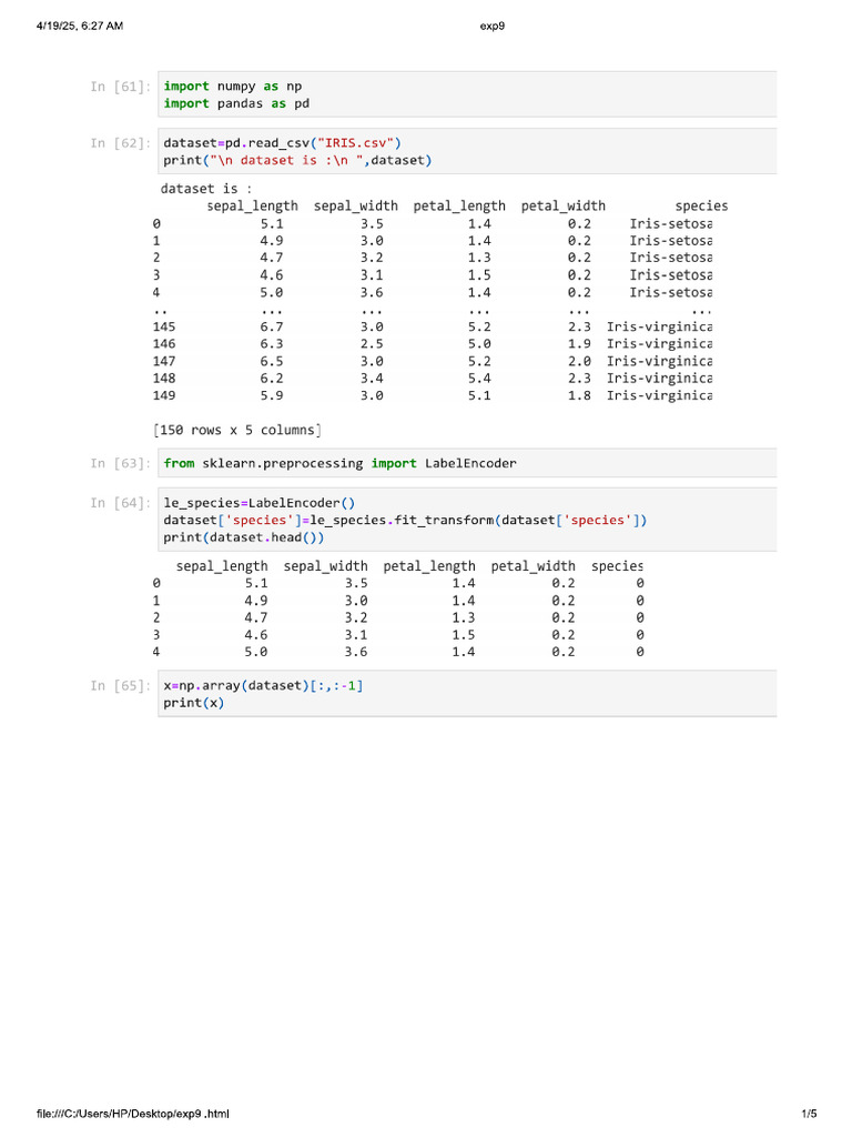 Exp 9 KNN | PDF