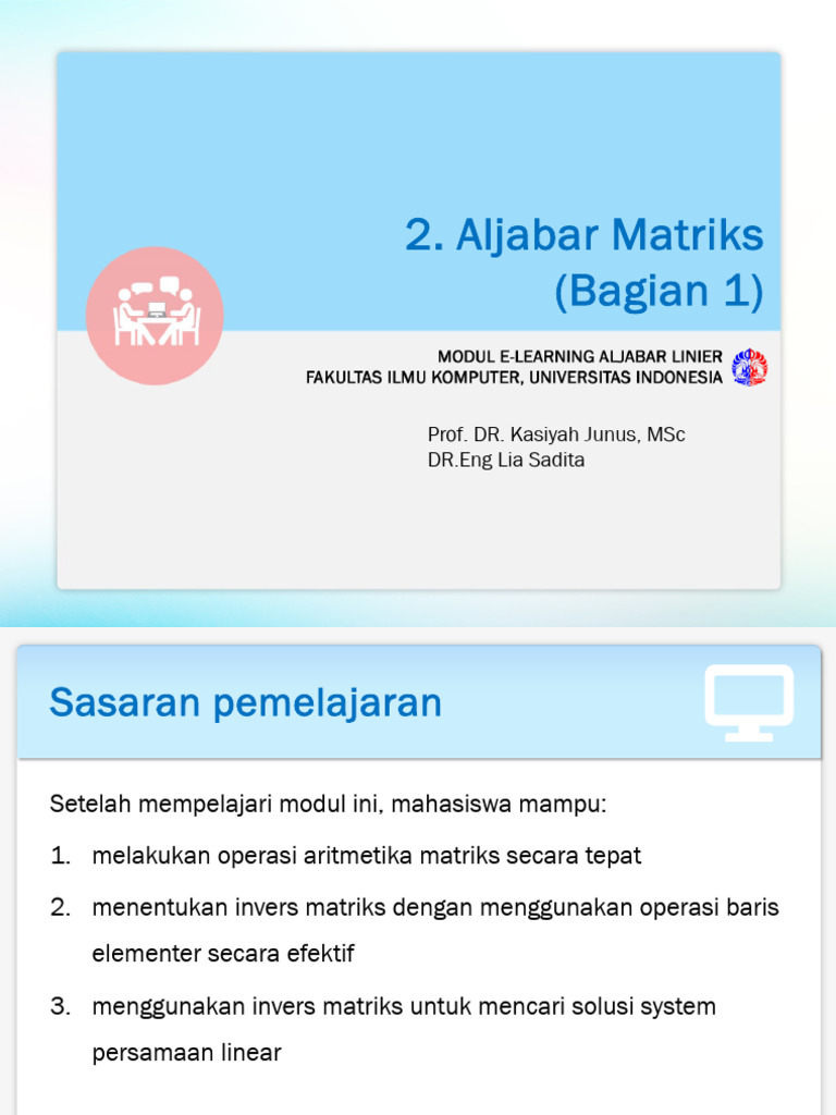 Aljabar Matriks: Operasi dan Invers | PDF