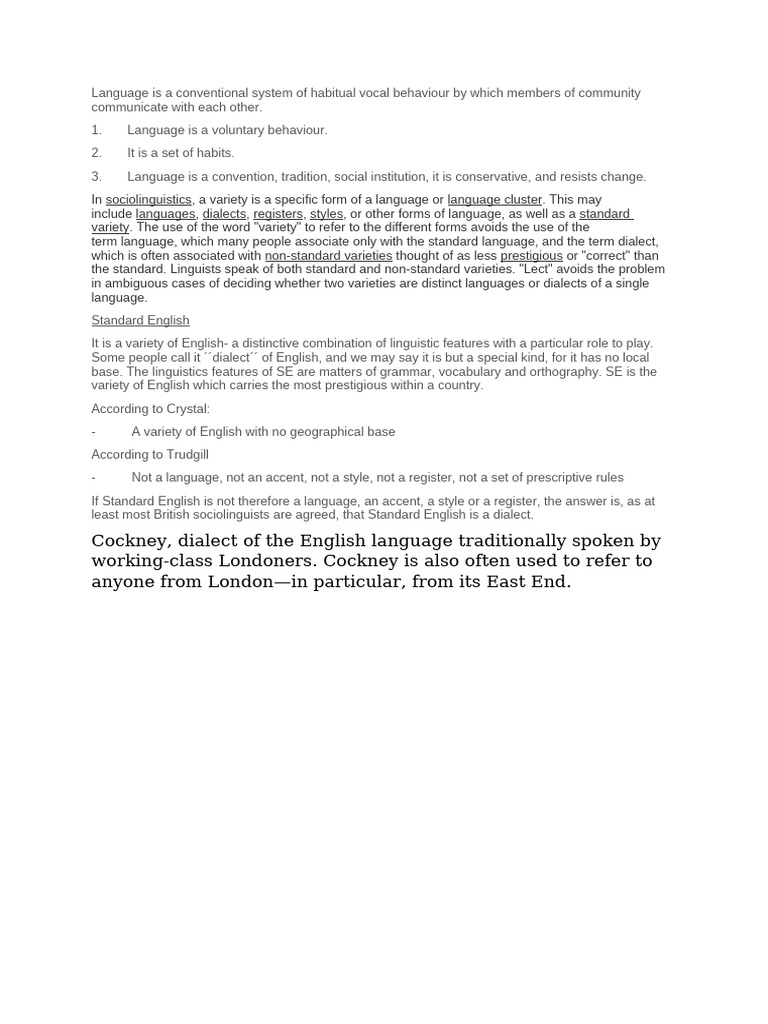 Language Is A Conventional System of Habitual Vocal Behaviour by Which ...