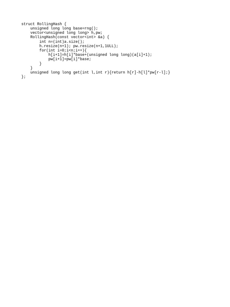 Rolling Hash Implementation in C++ | PDF