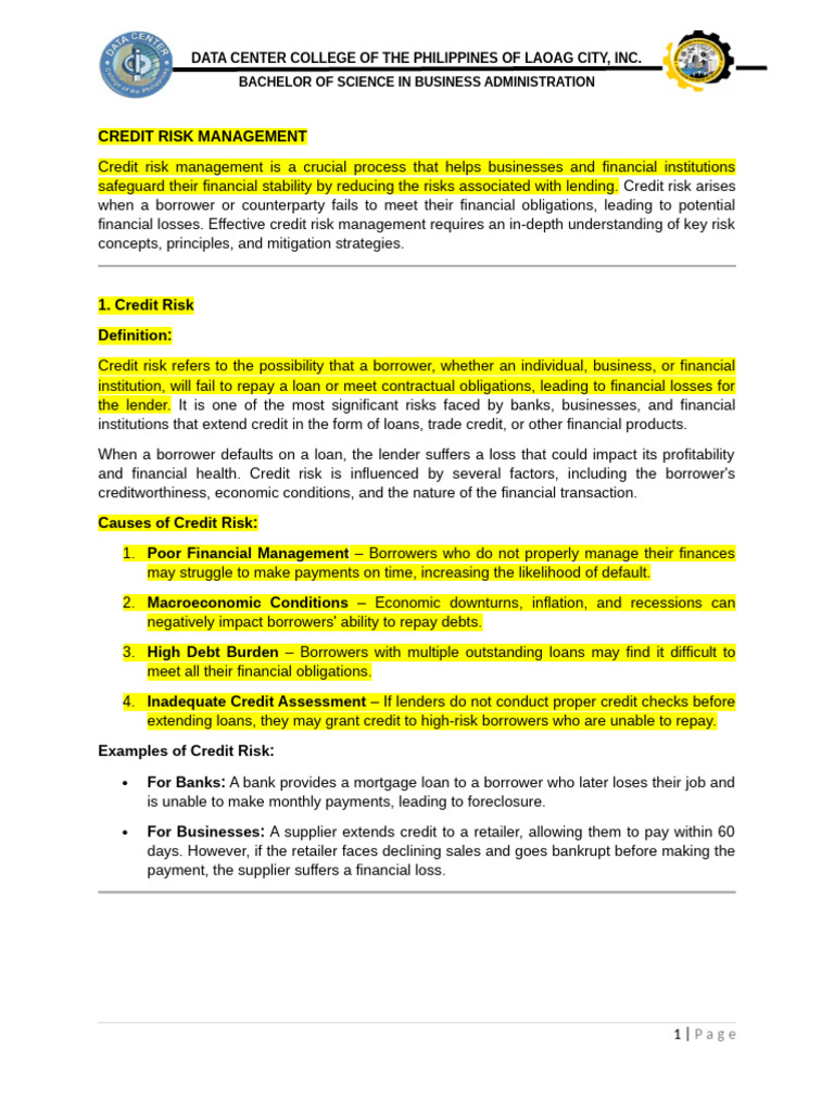 Credit Risk Management Overview | PDF | Credit Risk | Bonds (Finance)