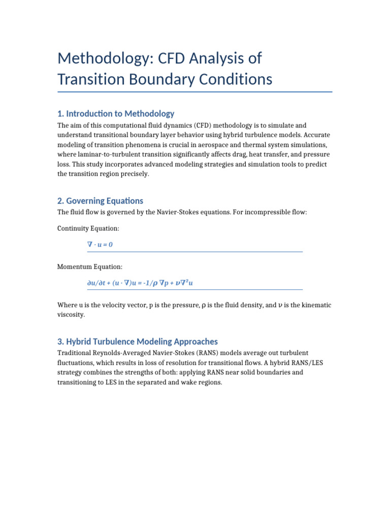 CFD Methodology for Transition Boundary Layers | PDF