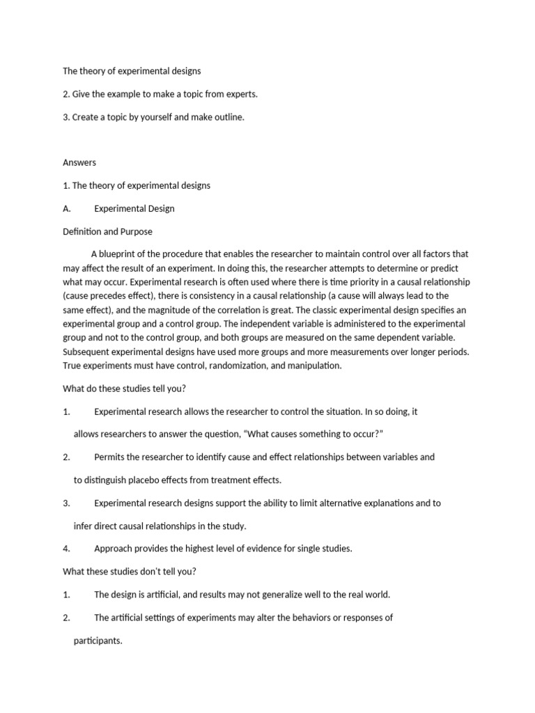 Understanding Experimental Design Theories | PDF | Causality | Experiment