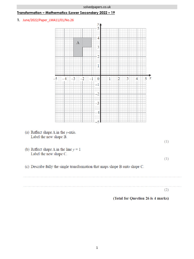2022 19 Transformation Edexcel Math Isecondary | PDF