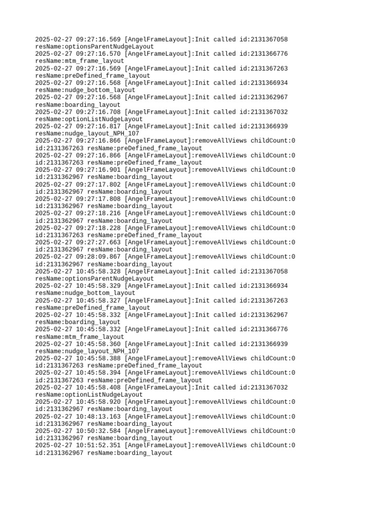 AngelFrameLayout Initialization Logs | PDF