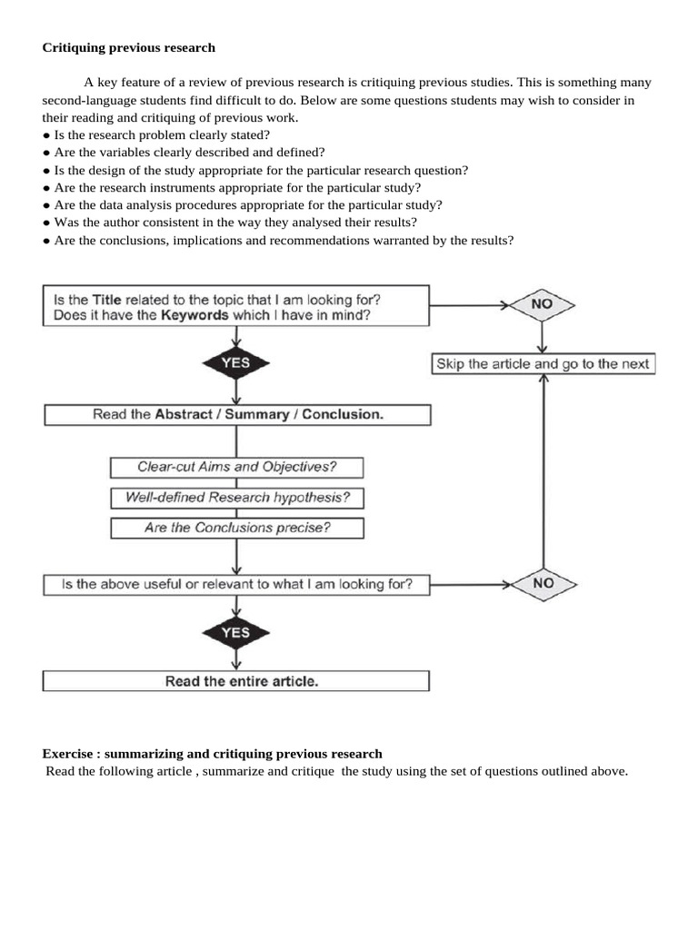 Critiquing Research Articles Guide | PDF | Cognition | Learning