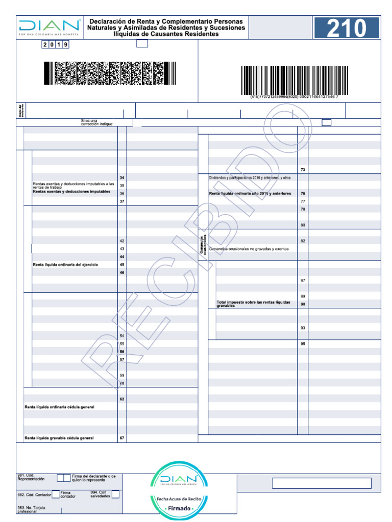 Declaracion Renta Año 2019 | PDF | Distribución de ingresos del factor
