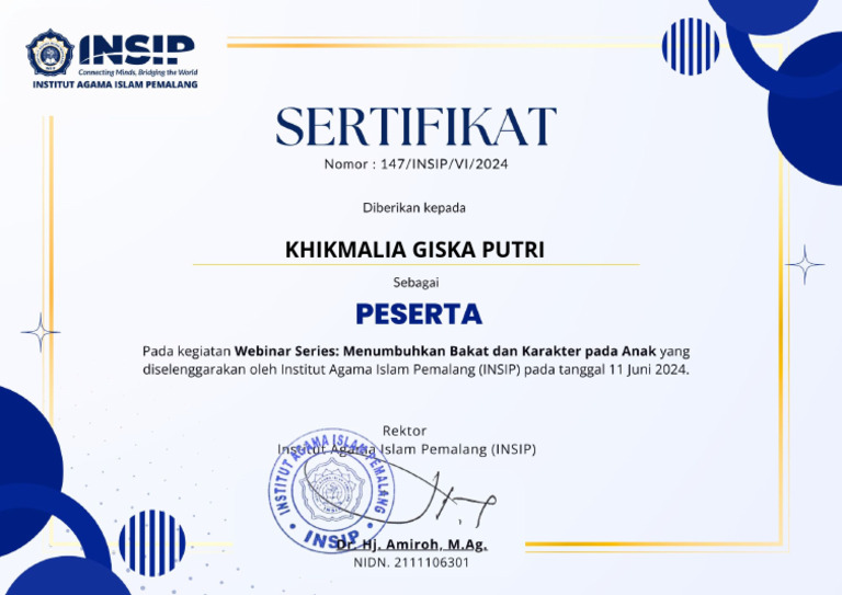 KHIKMALIA GISKA PUTRI - Sertifikat Webinar Menumbuhkan Bakat Dan ...