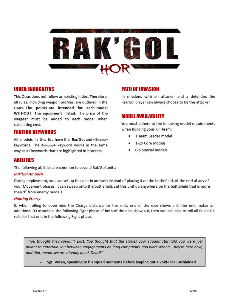 Rak'Gol Kill Team Index Guide | PDF | Infantry | Military