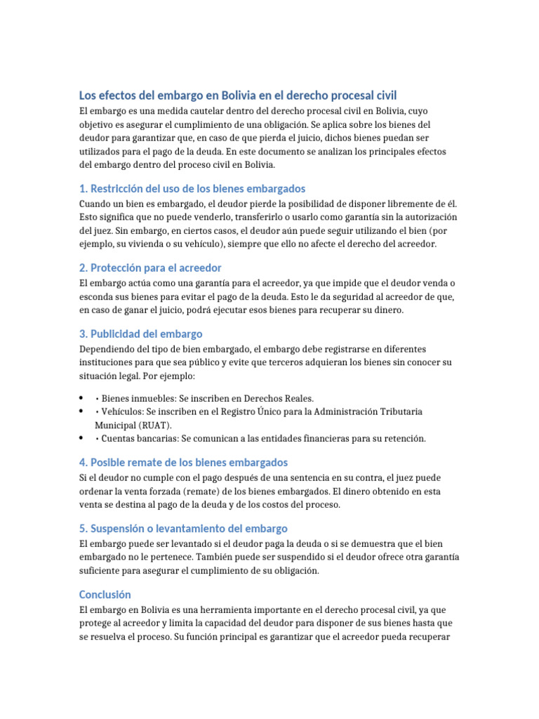 Efectos del embargo | PDF | Pagos | Deuda