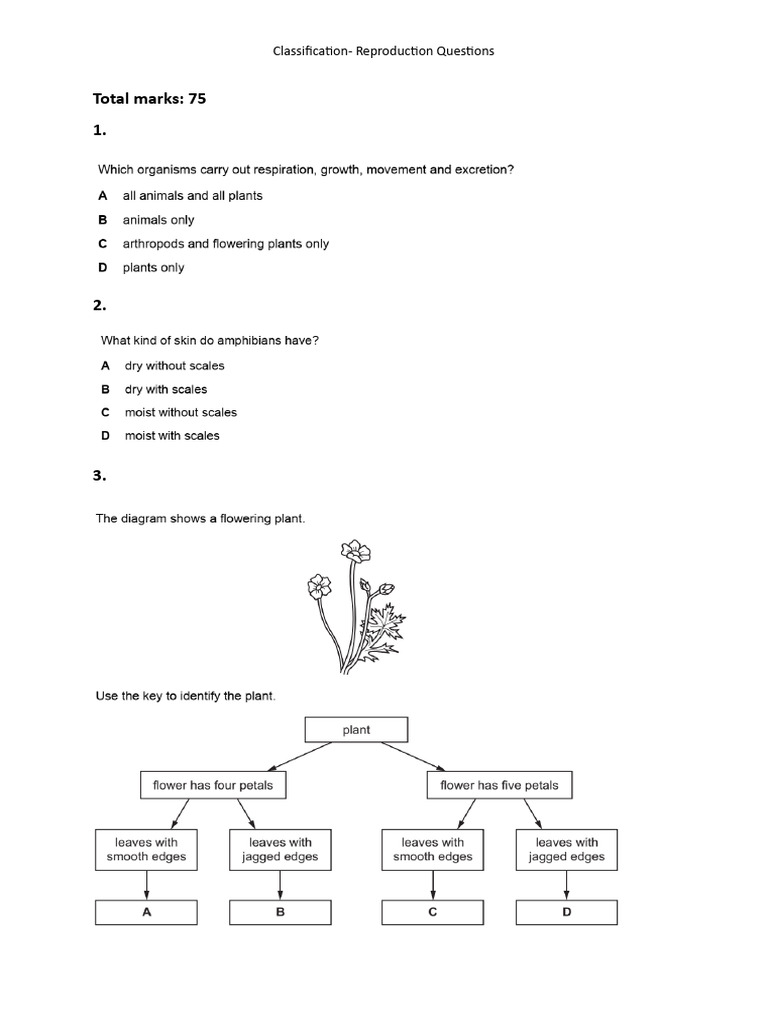 Classification- Reproduction Questions | PDF