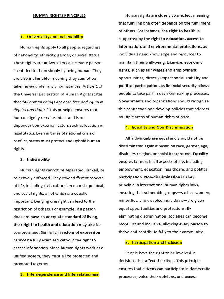 หลักสิทธิมนุษยชน 6 ข้อสำคัญ | PDF | Human Rights | Discrimination