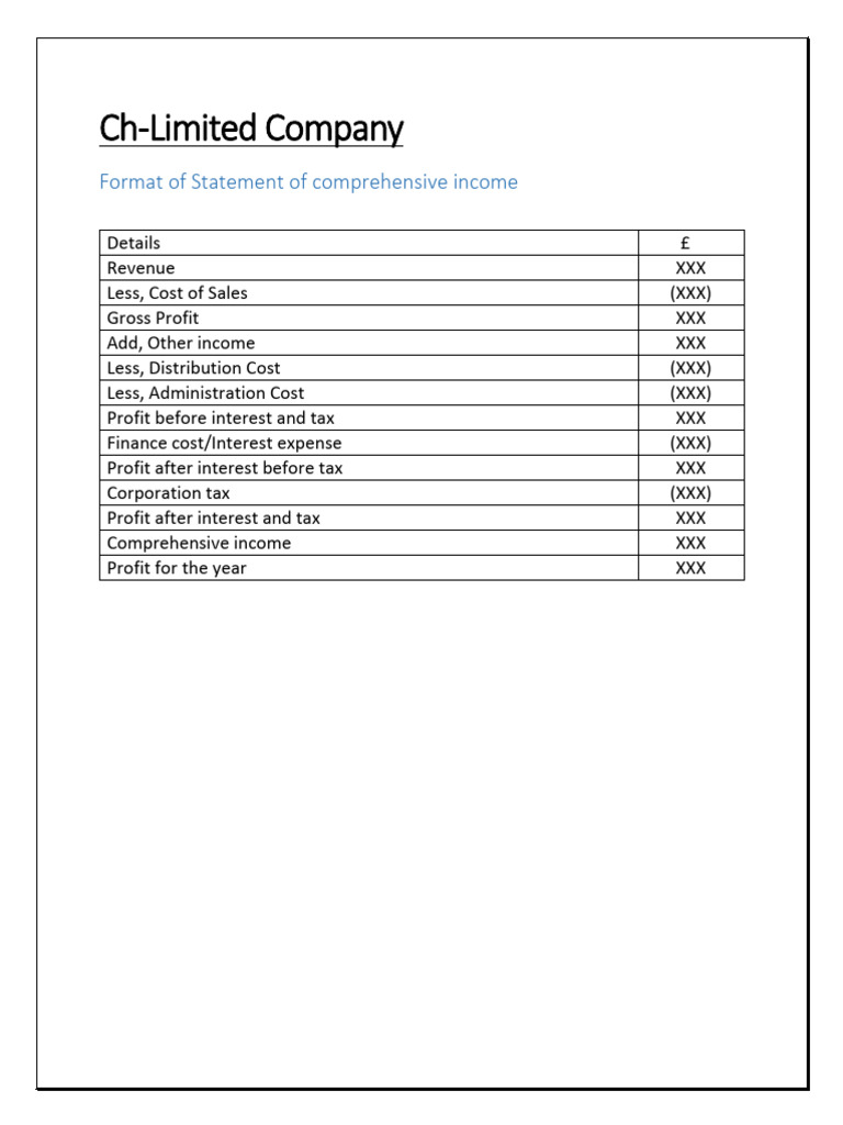 Comprehensive Financial Statement Format | PDF | Book Value | Dividend