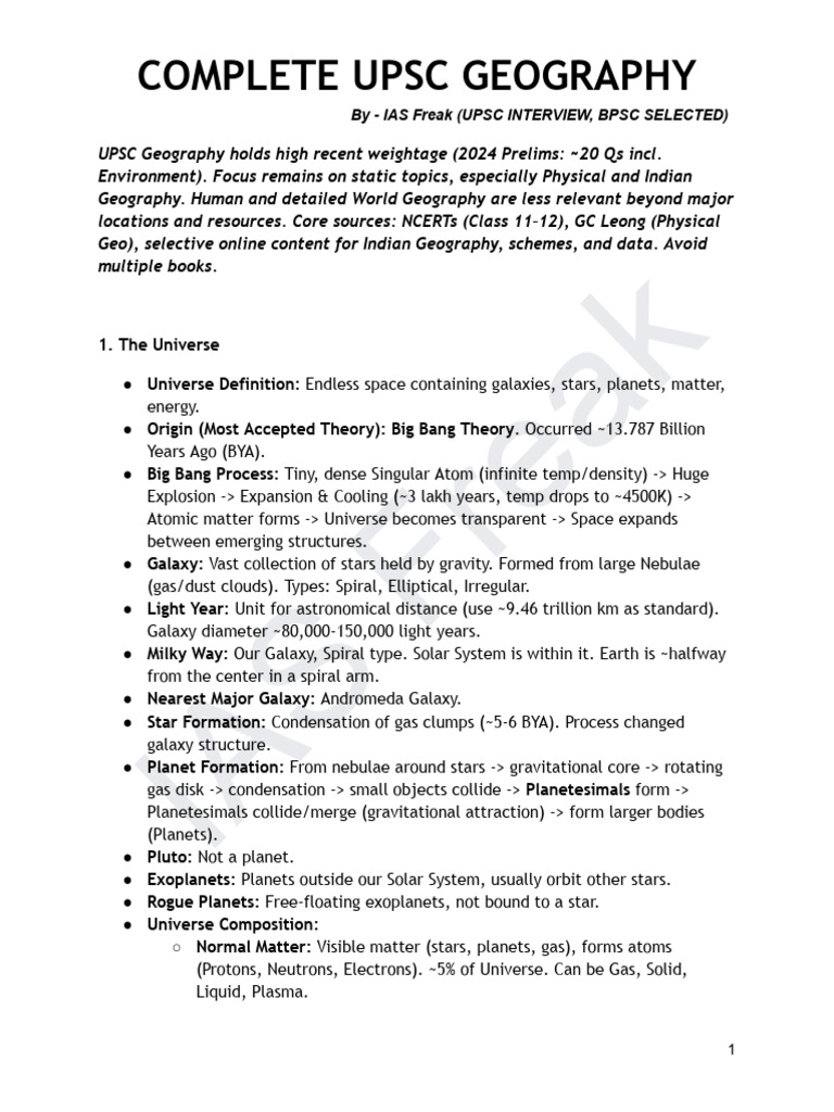 UPSC Geography Guide: Key Concepts | PDF | Precipitation | Rock (Geology)