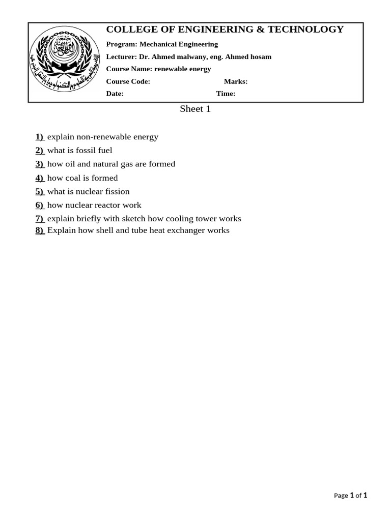Renewable Energy Course Overview | PDF