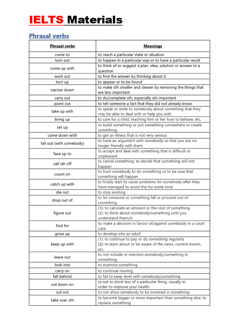 Essential IELTS Phrasal Verbs Guide | PDF