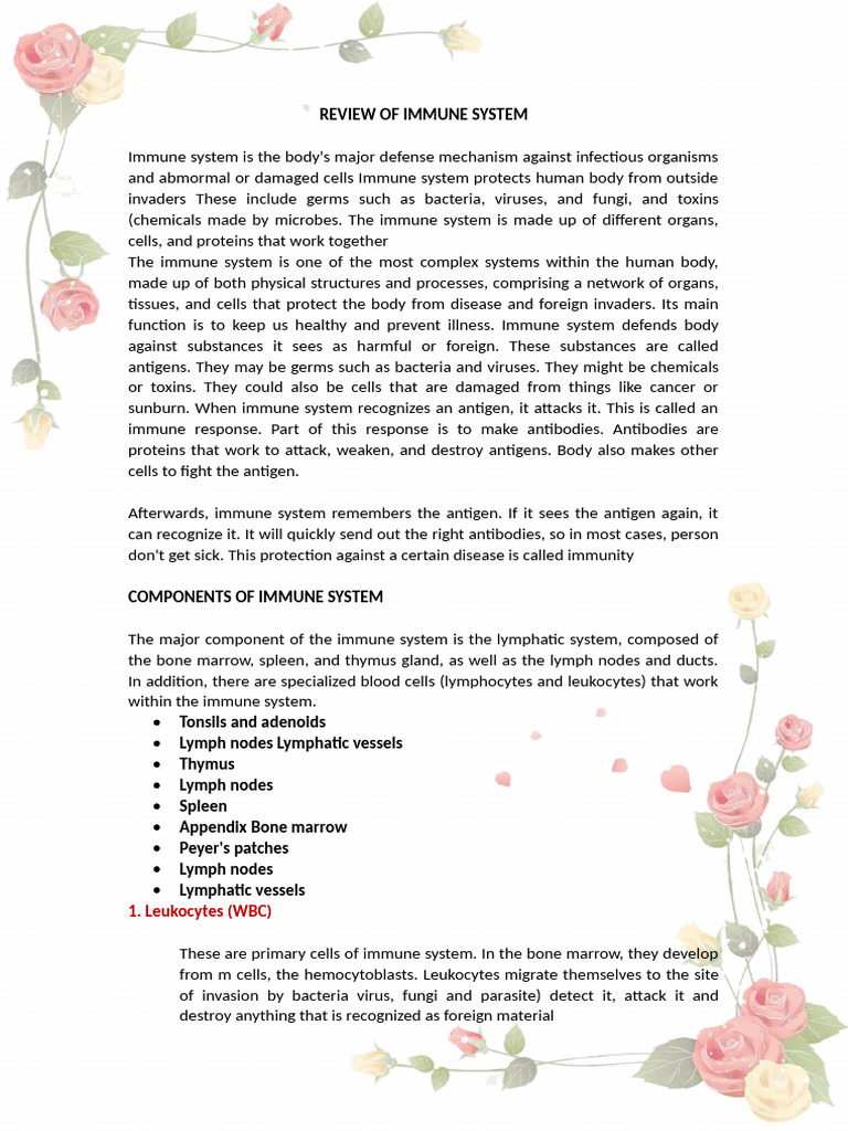 Overview of the Immune System | PDF | White Blood Cell | Immune System