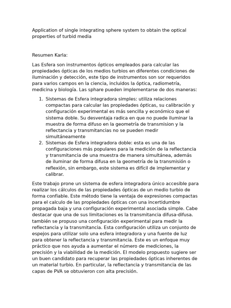 Application of Single Integrating Sphere System To Obtain The Optical ...