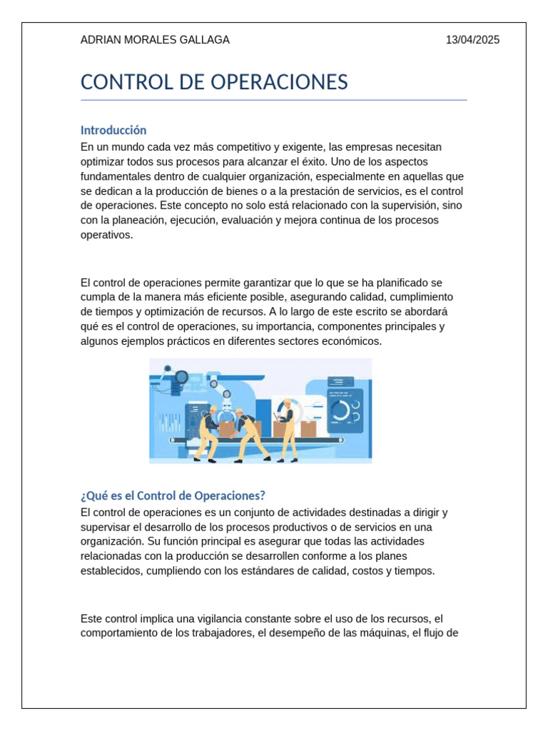 Control de Operaciones Eficiente | PDF | Calidad (comercial) | Logística