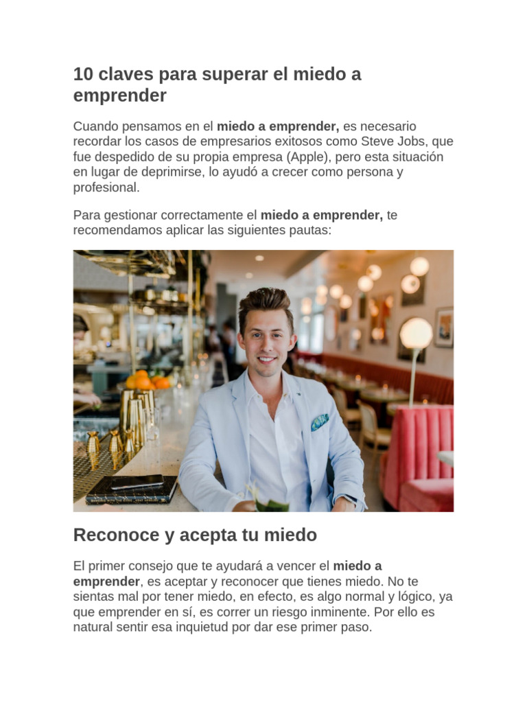10 Claves para Superar El Miedo A Emprender | PDF | Iniciativa ...