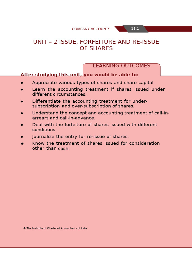 issue forfeiture and resissue of shares | PDF | Dividend | Preferred Stock