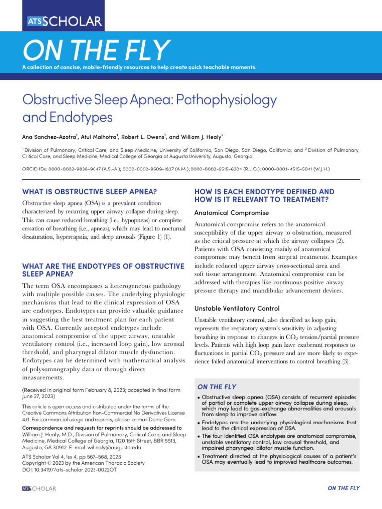 Sanchez Azofra Et Al 2023 Obstructive Sleep Apnea Pathophysiology and ...