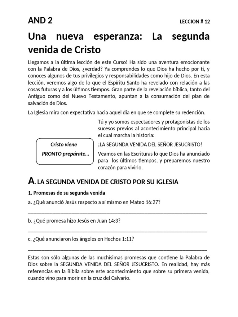 Segunda Venida de Cristo: Esperanza y Señales | PDF | Cristo (título ...