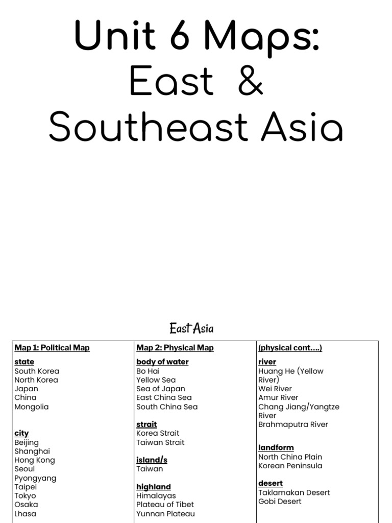Hgap Unit 6 Maps: East & Southeast Asia | PDF