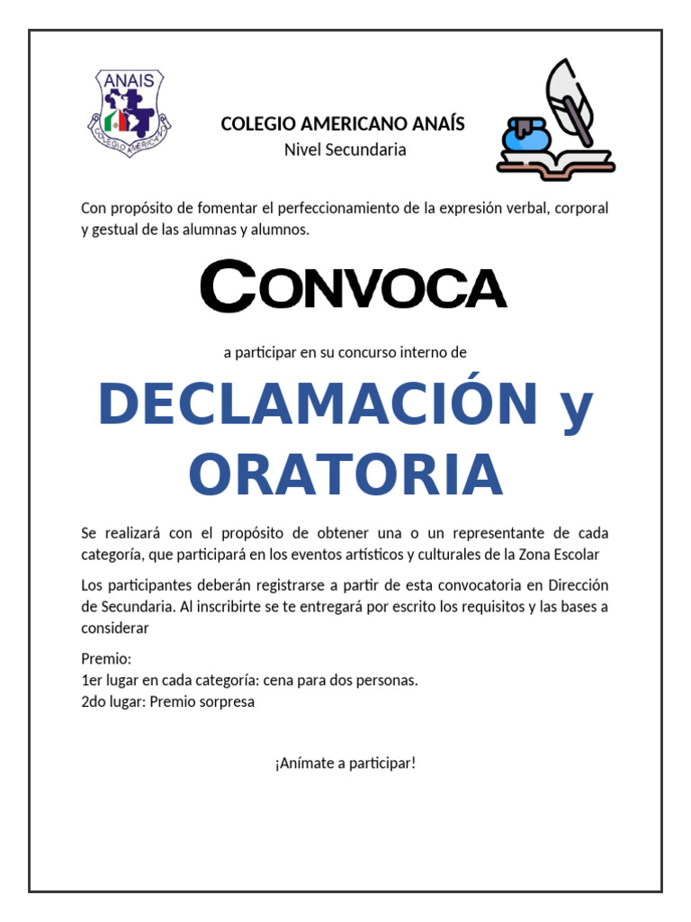 Concurso de Declamación y Oratoria 2024 | PDF