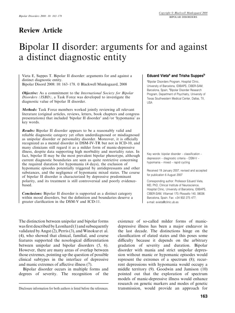 Bipolar II Disorder: Diagnostic Debate | PDF | Bipolar Disorder | Mania