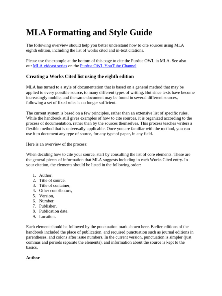 MLA Citation Guide: 8th Edition Essentials | PDF | Citation | Note ...
