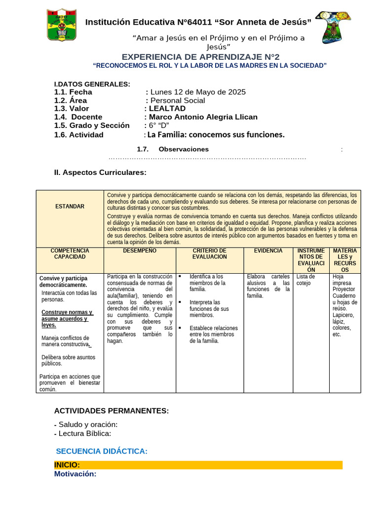 PS - La Familia Sus Funciones | PDF | Familia | Amor