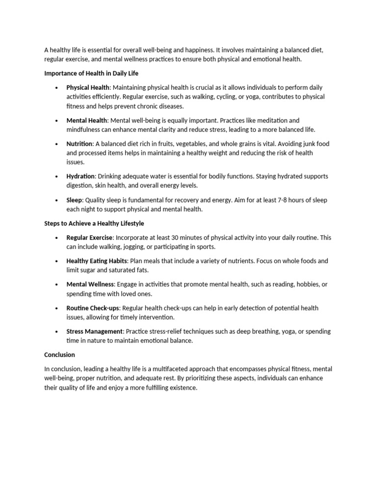 Essentials of a Healthy Lifestyle | PDF