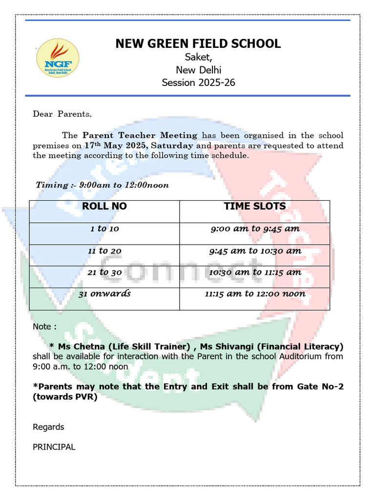 PTM Notice for Parents - May 17, 2025 | PDF